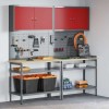 Set banc de lucru, 8 piese, gri, oțel
