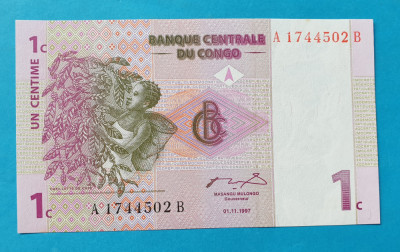 1 Centime 1997 - Bancnota Congo - piesa SUPERBA - UNC foto