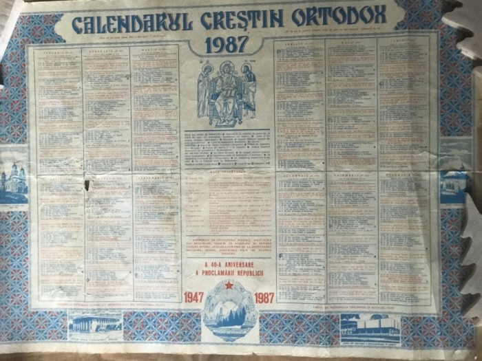 Calendar Crestin Ortodox 1987