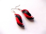 cercei fimo rosu cu negru 42444