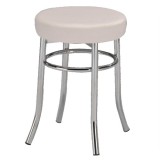 Cumpara ieftin Taburet piele ecologica alba crom Irena 40x43 cm