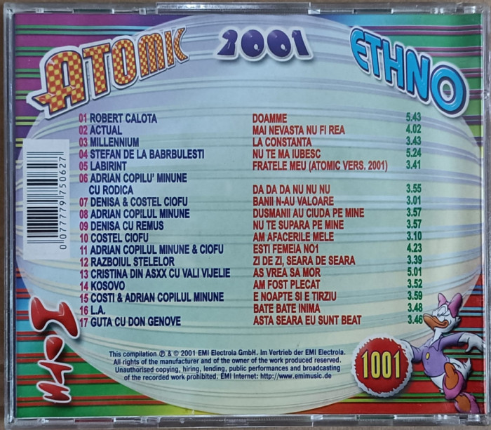 CD cu muzică rom&acirc;nească , ethno manele 2001, Atomic