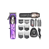 Masina de tuns profesionala Wmark NG-9003 cu acumulator, motor magnetic 10000rpm, stand incarcare, 6 gratare magnetice, mov