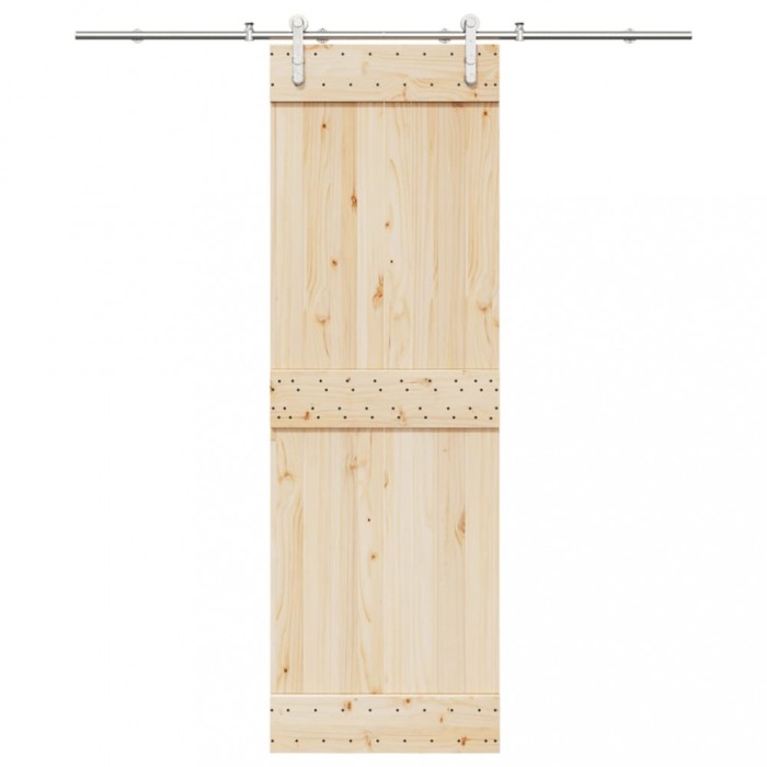 Set piese pentru ușă glisantă, argintiu, 200 cm oțel inoxidabil