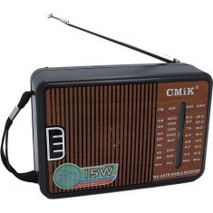 Radio Vintage CMiK MK-607B, 4 Benzi AM/FM/SW1-2, Portabil, Design Clasic, Imitatie Lemn
