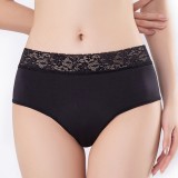 Chiloti Menstruali Dantela Florala Linovit XS Negru - Absorbanti, Antibacterieni, Refolosibili, Protectie Scurgeri, Confortabili