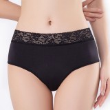 Chiloți Menstruali cu Dantelă Florală - XL, Negru