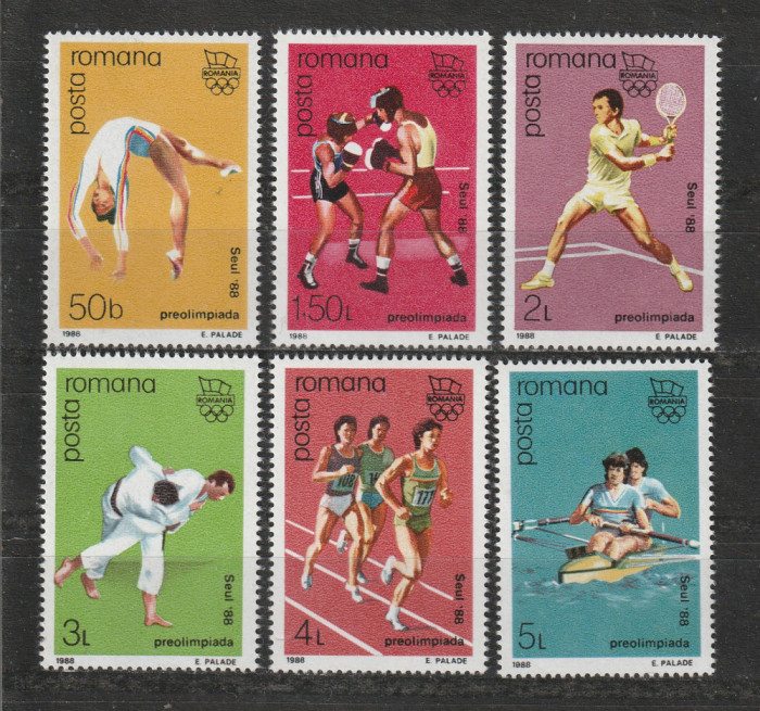 Romania 1988 - #1203 Jocurile Olimpice de Vara Seul Preolimpiada 6v MNH