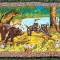 Ursoaica cu pui - carpeta imprimata, imprimeu textil 135 x 100 cm