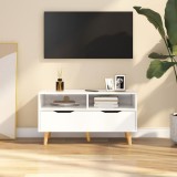 vidaXL Comodă TV, alb extralucios, 90x40x48,5 cm, lemn prelucrat 326783