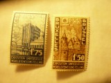2 Timbre Belgia seria Expozitia Universala Bruxel 1934 :1,5 si 1,75 fr, Nestampilat