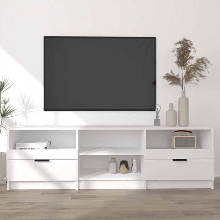 Comoda TV, alb, 150x33,5x45 cm, lemn prelucrat