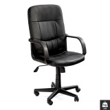 Scaun de birou HM Denzel, Piele ecologica, Mecanism balansare, Inaltime ajustabila, 102 kg, 110x58x45 cm, Negru