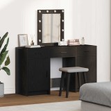 Set masă toaletă cu LED 3 piese, negru, lemn prelucrat