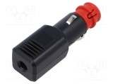 Mufă brichetă auto PRO CAR 12-24V 7,5A terminal cu șurub neagră