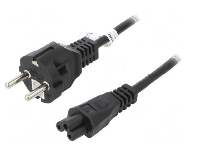 Cablu CEE 7/7 E/F cu mufă IEC C5 mamă PVC 1,8m negru 2,5A foto