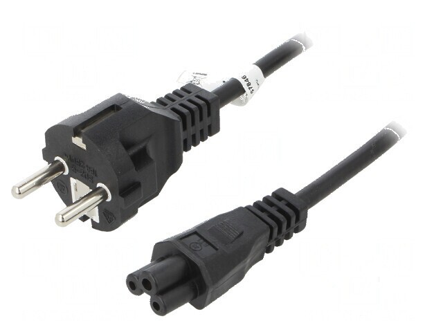 Cablu CEE 7/7 E/F cu mufă IEC C5 mamă PVC 1,8m negru 2,5A