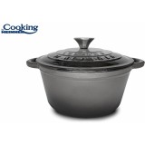 SEMIOALA FONTA EMAILATA + CAPAC 24 x 11.5 CM, 4 L, MARBLE GREY, Heinner