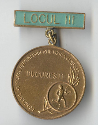 Insigna medalie sport 1970 - Concurs Municipal Bucuresti - Locul 3 foto