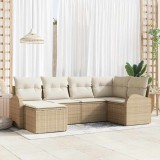 VidaXL Set de canapele pentru grădină 6 pcs Bej, alb Rattan poli