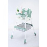 Baby dining chair Baby dining chair-color: green high chair + universal wheel + cushion, Flippy