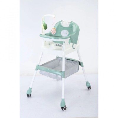 Baby dining chair Baby dining chair-color: green high chair + universal wheel + cushion foto