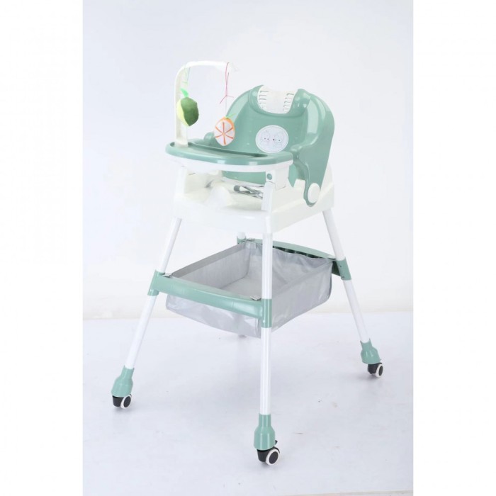 Baby dining chair Baby dining chair-color: green high chair + universal wheel + cushion