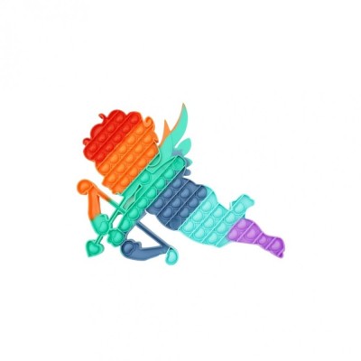 Jucarie antistres din silicon Flippy, Pop it Now and Flip It , 40x45 cm, Cupidon, Curcubeu foto