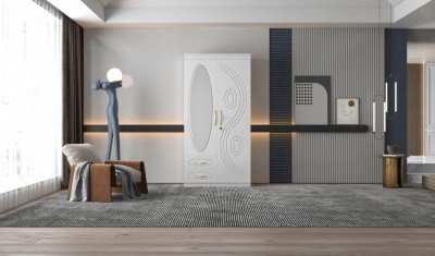 Dulap ZQW-036 MDF - 2U 2S, 100x50x200 cm, Alb foto