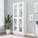 VidaXL Dulap cu vitrină, alb, 82,5 x 30,5 x 185,5 cm, lemn prelucrat