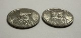Lot 2 x 100 Lei 1993 Romania, ambele tipuri de scris pe muchie (A si B)