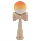Kendama X Originala, Kendama Profesionala din Lemn, Rubber Grip, 18 cm, Portocaliu/Galben/Alb