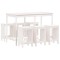 Set bar de gradina, 7 piese, alb, lemn masiv de pin