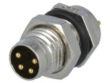 Conector M8 tată 4 pini, 3A, 30V, IP67, soclu metal - AMPHENOL LTW