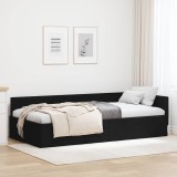 VidaXL Cadru de pat colțar cu headboard Manual Negru 80 x 200 cm
