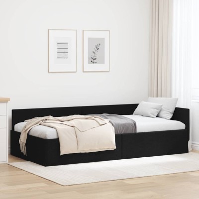 vidaXL Cadru de pat colțar cu headboard Negru 80 x 200 cm 42016029 foto