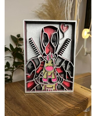 Tablou 3D din Lemn &amp;ndash; Deadpool, 8 Straturi foto