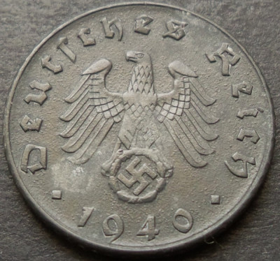 Moneda istorica 5 REICHSPFENNIG - GERMANIA NAZISTA, anul 1940 B * cod 2888 foto
