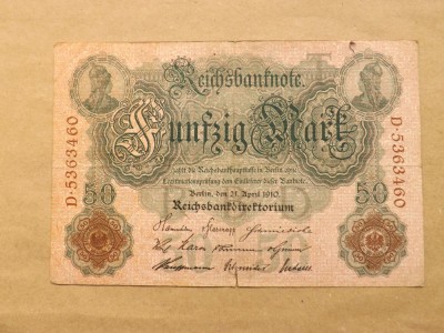 Germania 50 Mark 21.04.1910 - Underprint letter T, Serie D 5363460 foto