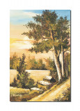 Tablou pictat manual living, dormitor, Peisaj din natura, 60x40cm ulei pe panza, Peisaje, Realism