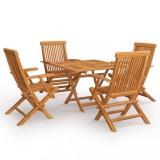 vidaXL Set mobilier de grădină, 5 piese, lemn masiv de tec