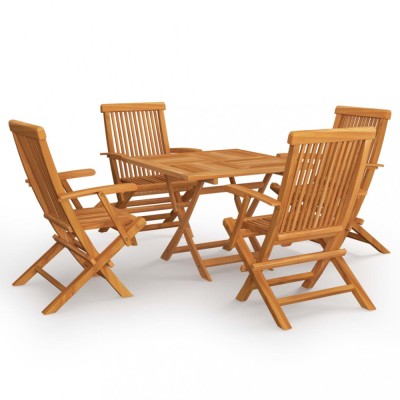 vidaXL Set mobilier de grădină, 5 piese, lemn masiv de tec foto
