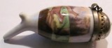 Cumpara ieftin CY - Corp portelan &amp; alama pipa pentru opiu / scena vanatoare caprior / spart dar lipit foarte bine / capacul inchide perfect / nu are marcaje