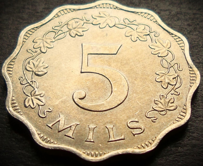 Moneda exotica 5 MILS - MALTA, anul 1972 *cod 467 C = RARA in stare UNC
