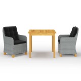 Set de masa pentru gradina, 3 piese, gri deschis