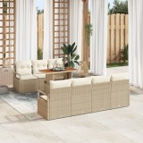 vidaXL Set de canapea pentru grădină , 8 piese, cu perne, bej din ratan sintetic, acacia
