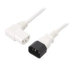 Cablu Alb 1,8m 3x0,75mm2 IEC C13 Mamă 90&deg; la IEC C14 Tată