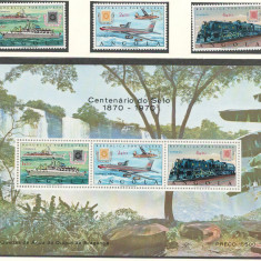 Angola 1970 Mi 577/79 + bl 3 MNH - 100 de ani de timbre