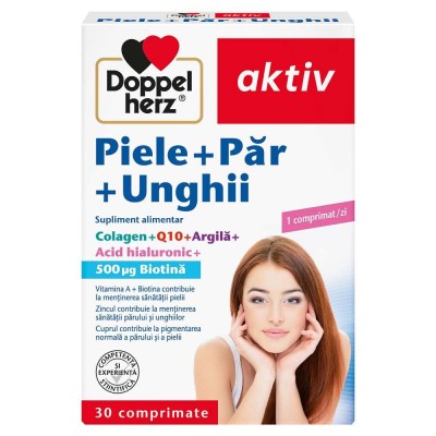 Piele + Par + Unghii Colagen + Q10 + Argila + Acid Hialuronic + Biotina 30 comprimate Doppelherz foto