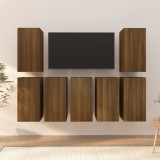 vidaXL Comode TV, 7 buc., stejar maro, 30,5x30x60 cm, lemn prelucrat